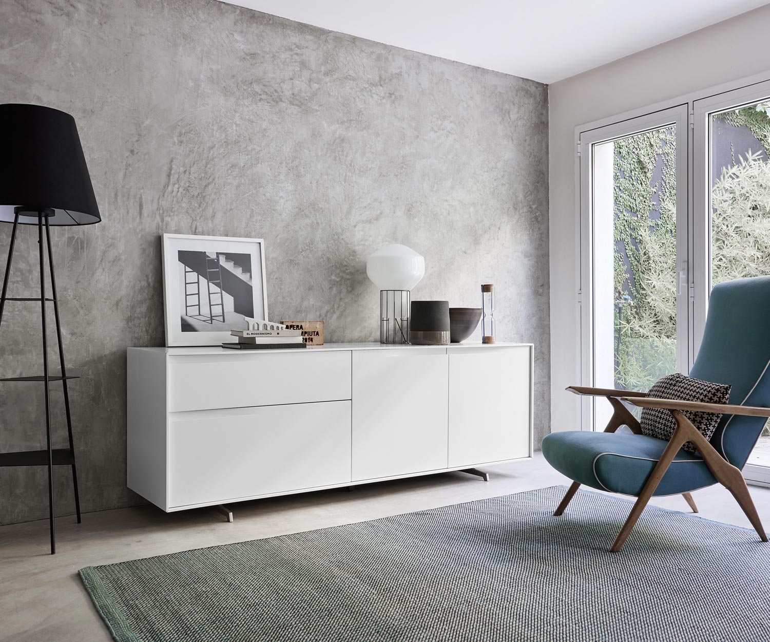 Hochwertiges Livitalia Vela Design Sideboard in Weiß Matt