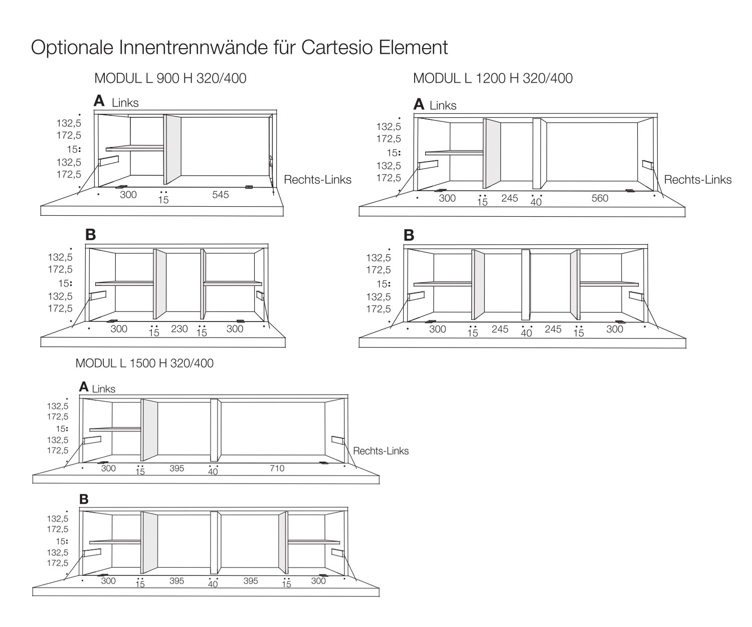Livitalia Schizzo delle dimensioni del pensile di design Cartesio