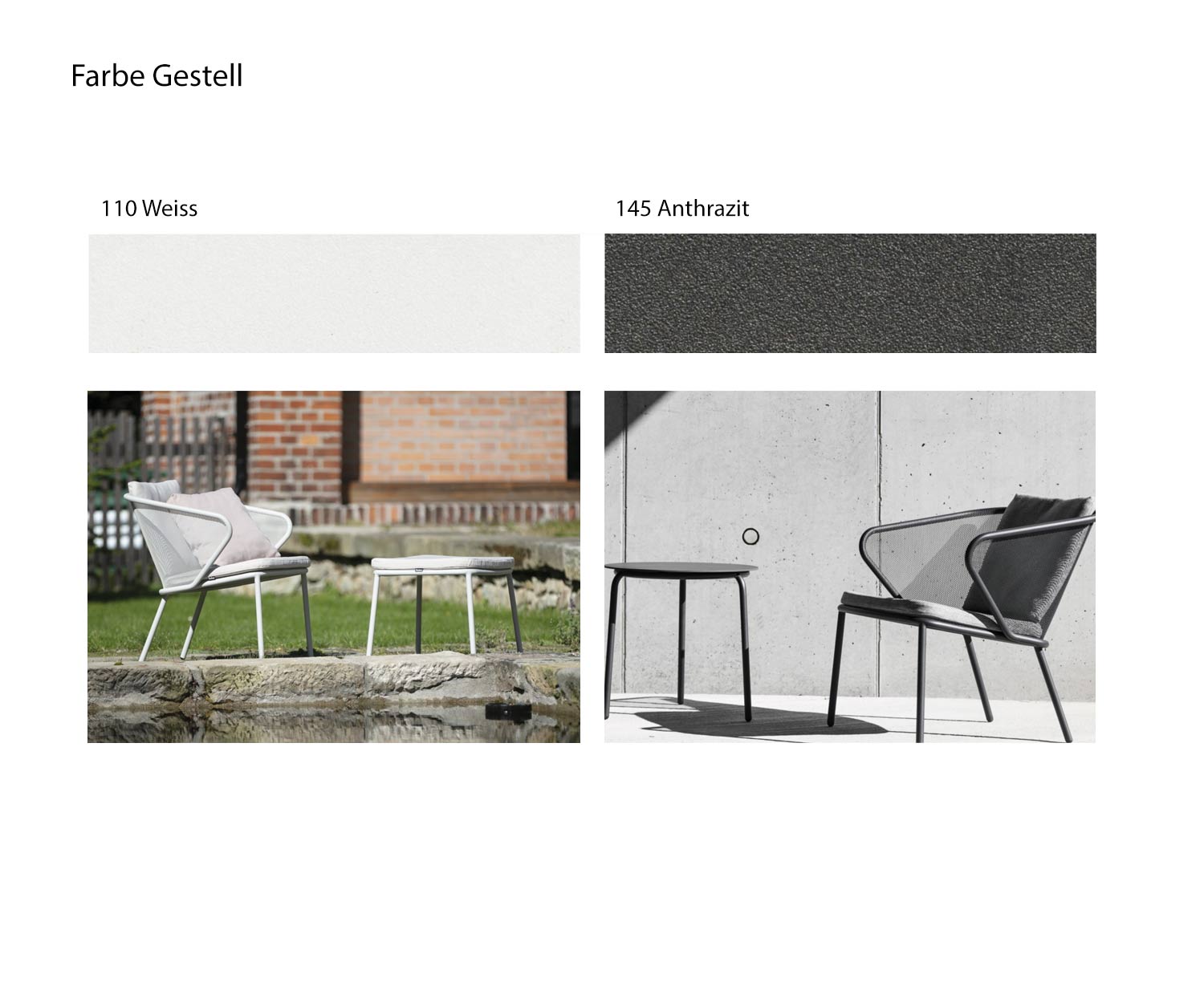 Poltrona design Poltrona da giardino Colore Struttura del tavolo Bianco antracite