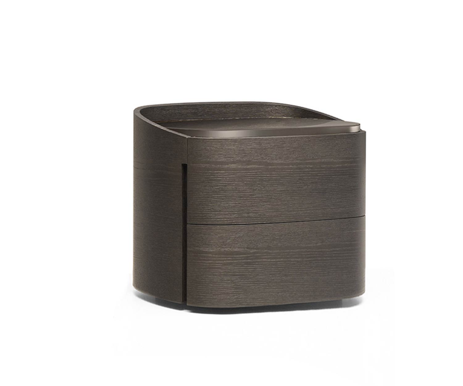 Livialia Table de nuit Round en placage chêne gris