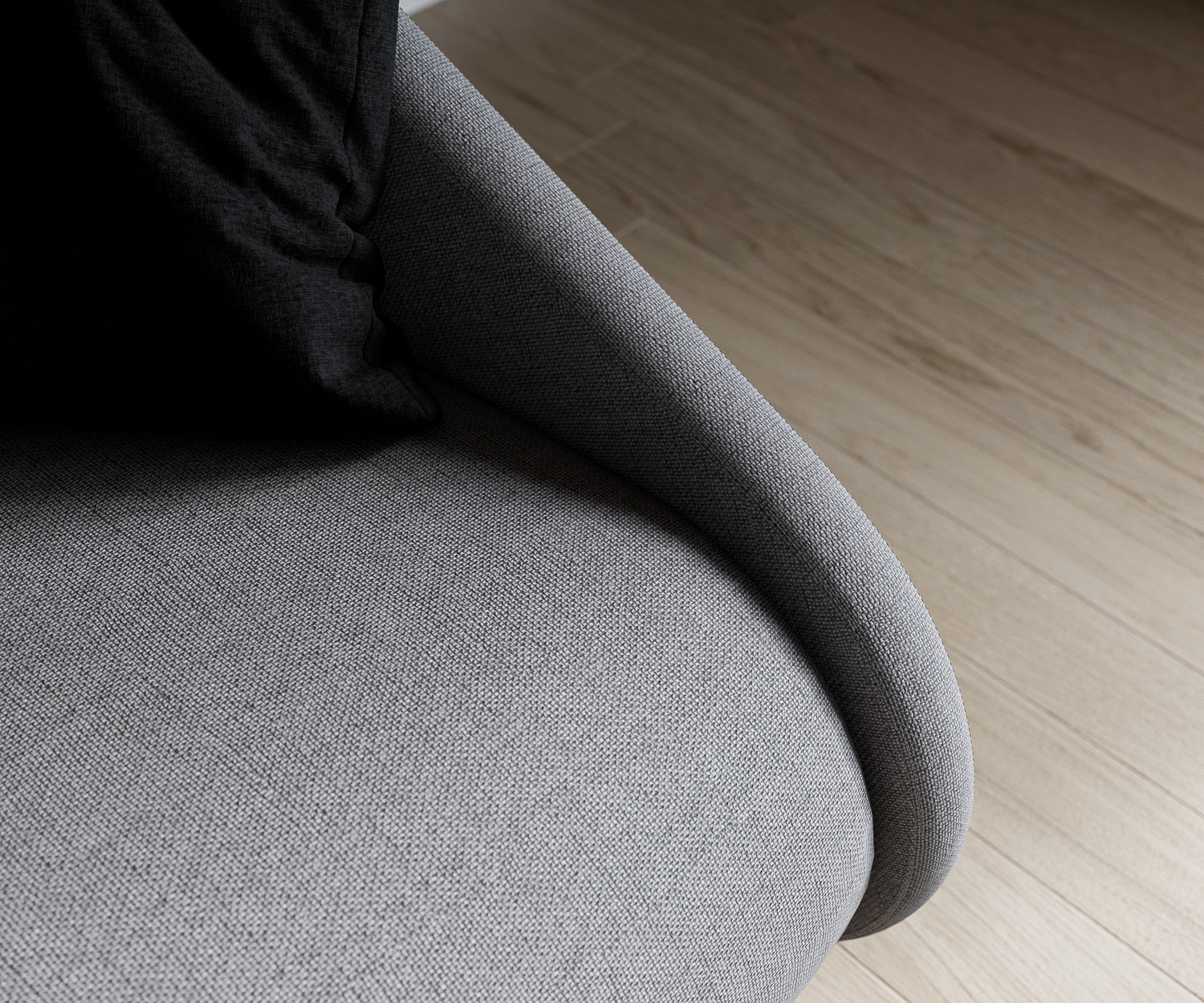 Exklusives Prostoria Schlafsofa Up Lift mit grauem Stoffbezug im Wohnzimmer