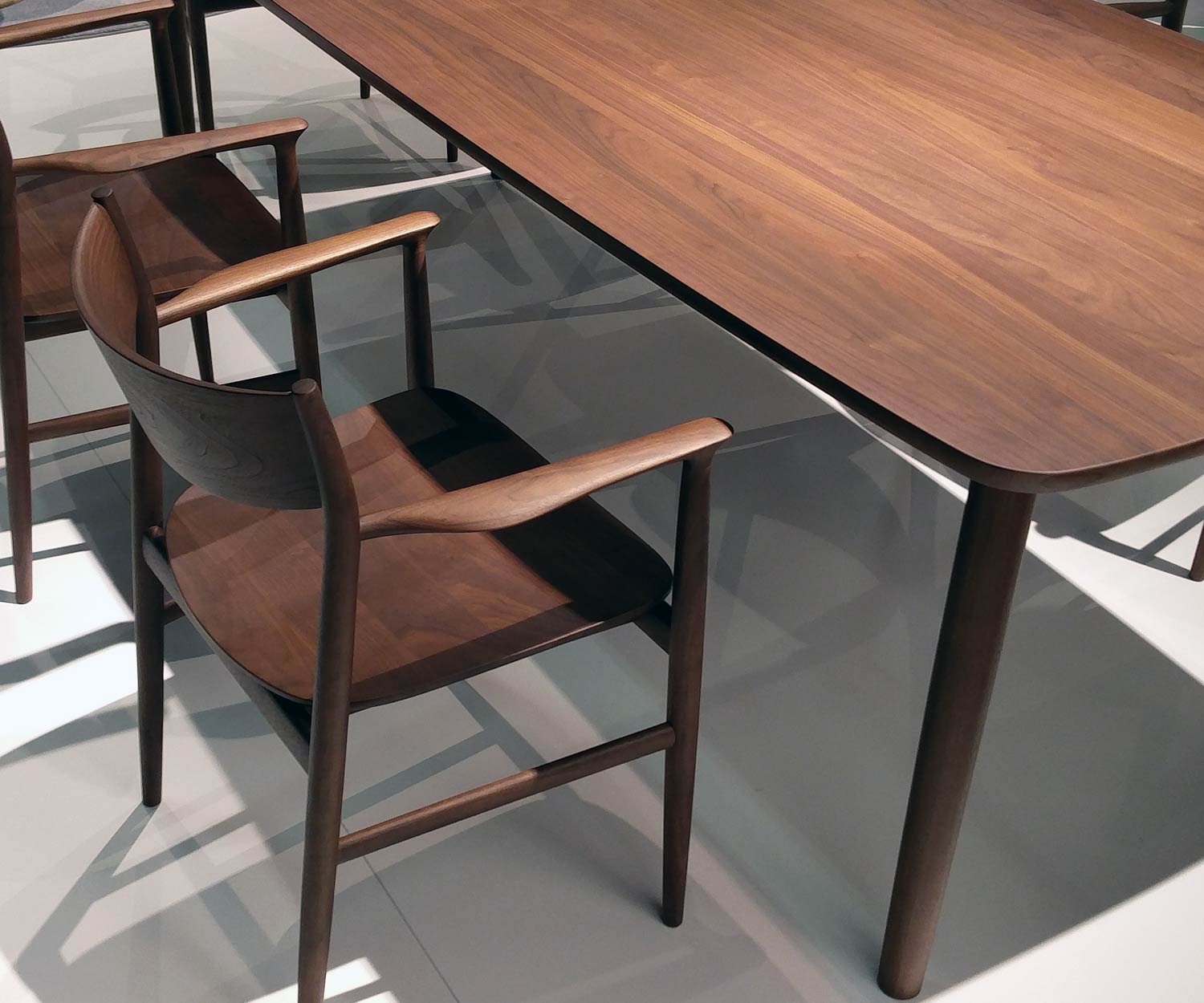 Conde House Kamuy Design table &amp; chair in solid walnut for edges and legs
