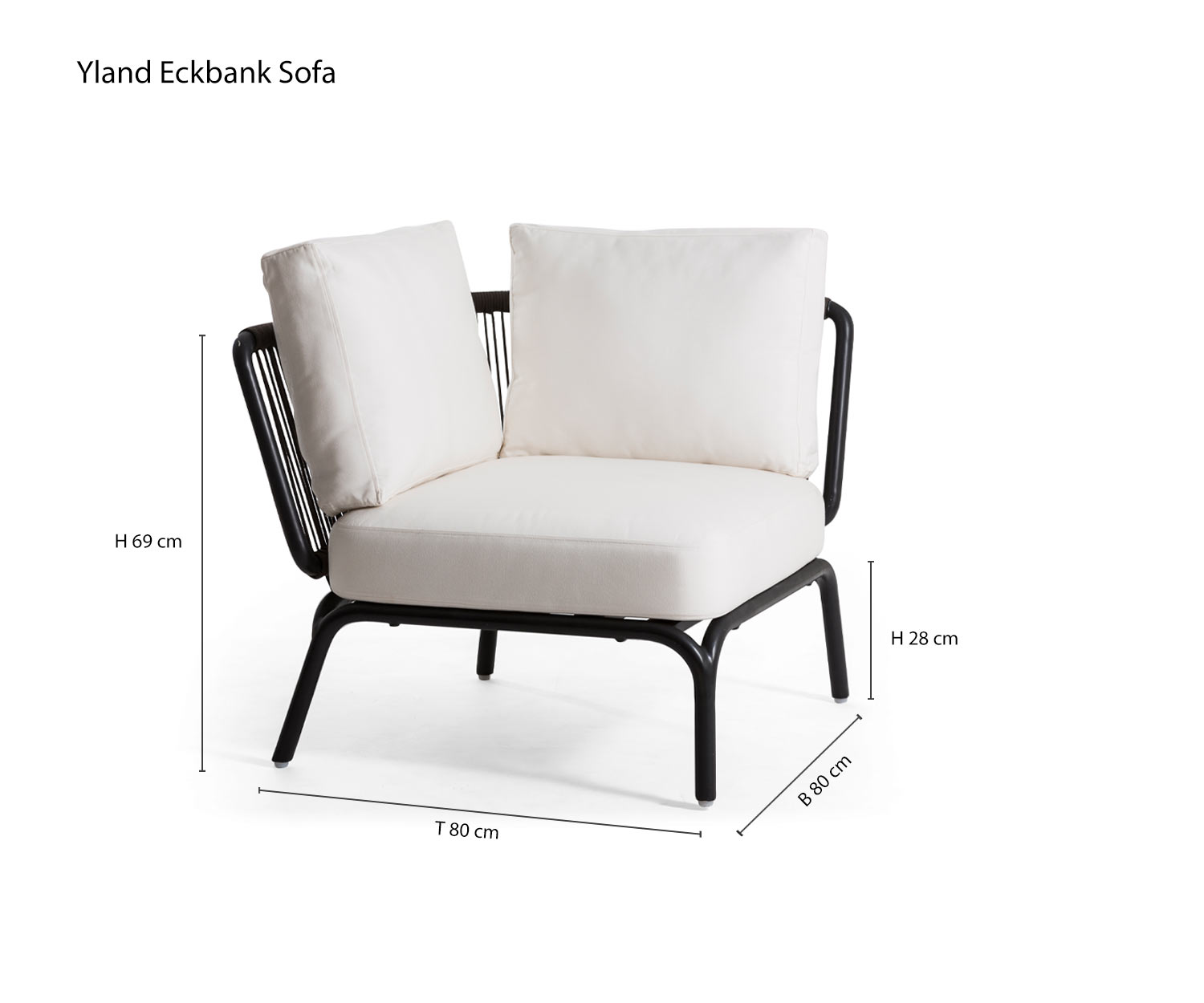 Designer Canapé d'angle Yland de Oasiq Tailles Dimensions Esquisse Dimensions