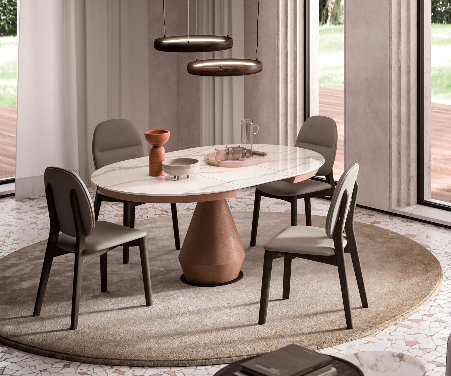 Runder Design Esstisch Kerkamik Tischplatte