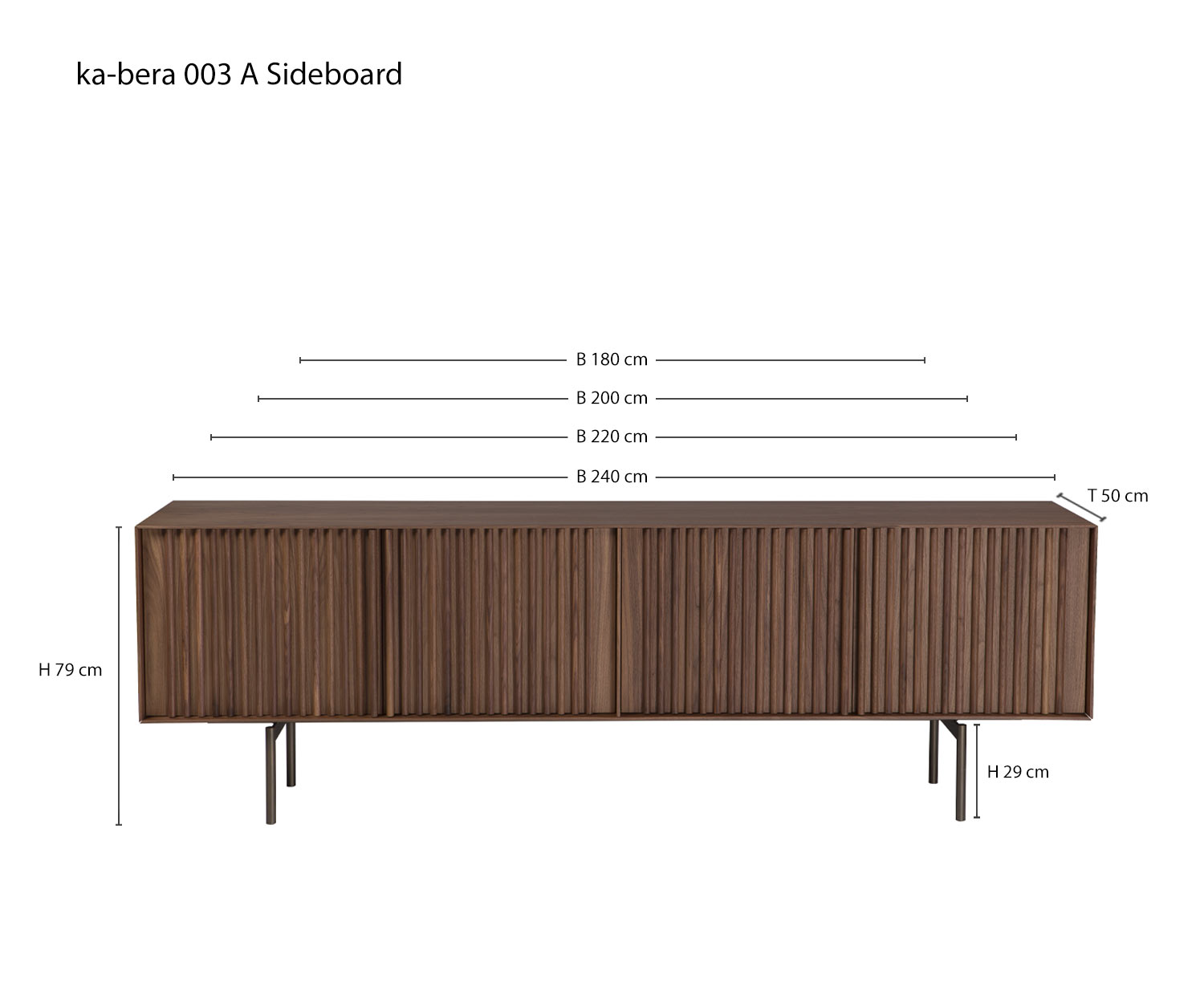 Designer Buffet ka bera 003 A von al2 Skizze Maße Größen Größenangaben