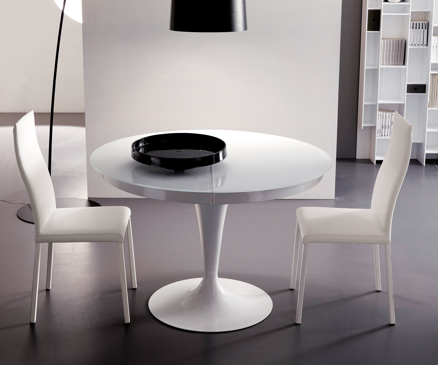 Exclusif Ozzio Table ronde Eclipse Blanc Verre 