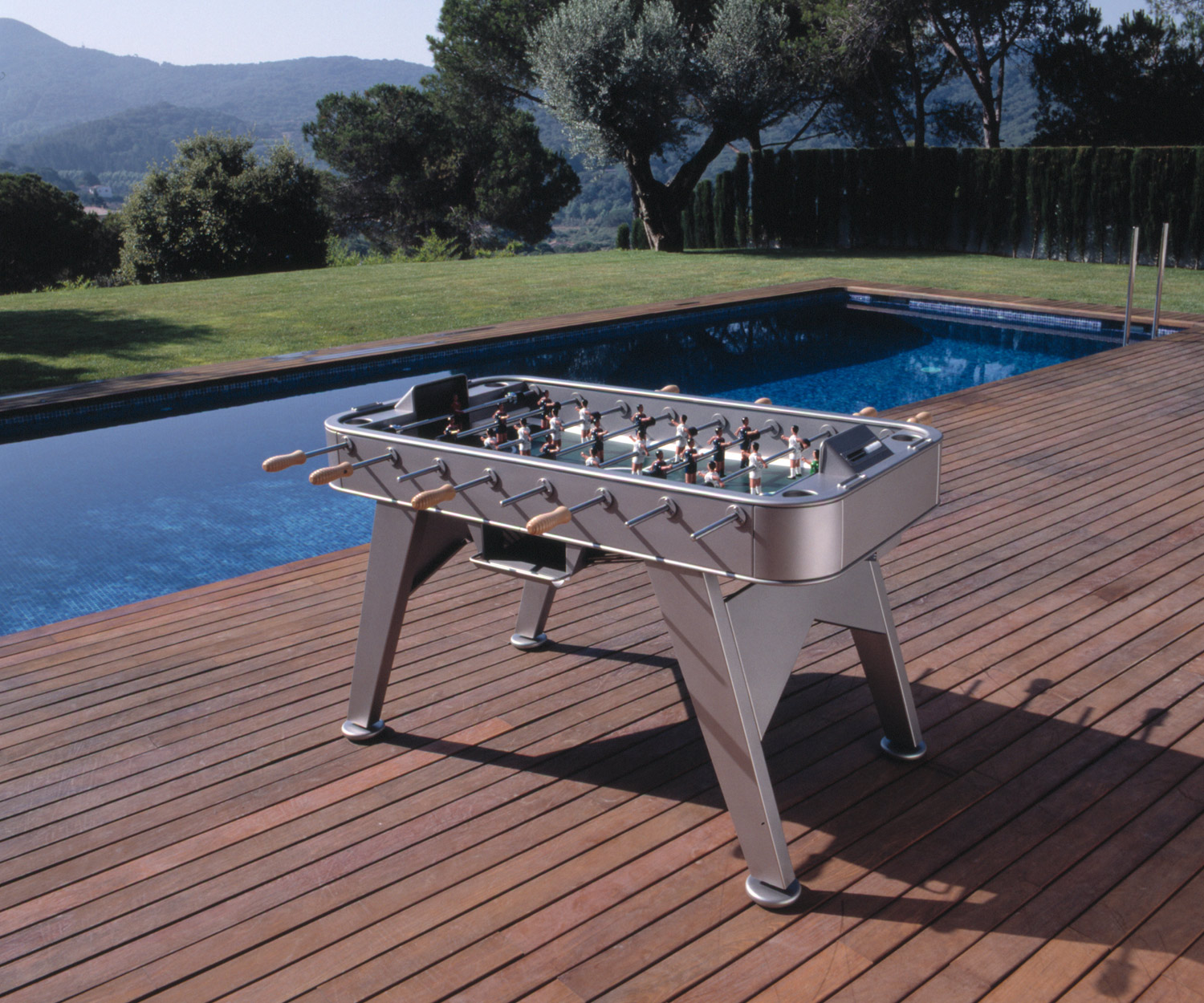 RS Barcelona Baby-foot RS#2 inox Outdoor à la piscine