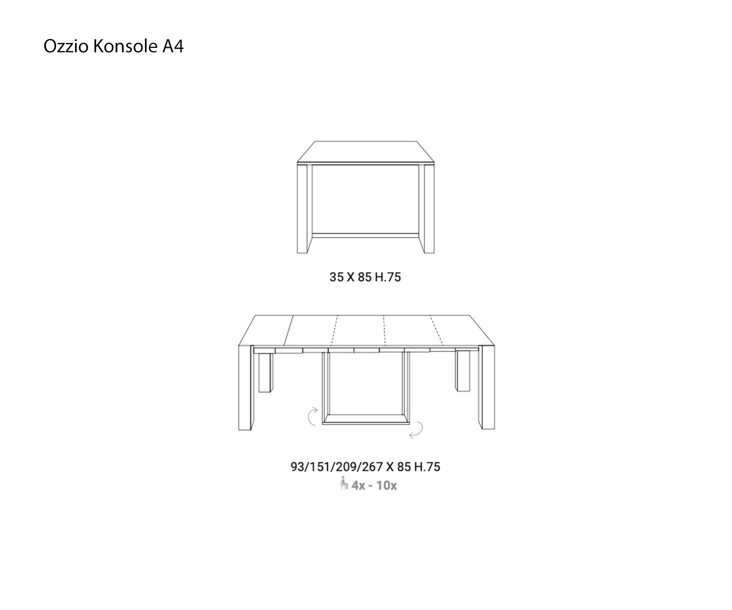 Ozzio Konsole A4 Skizze