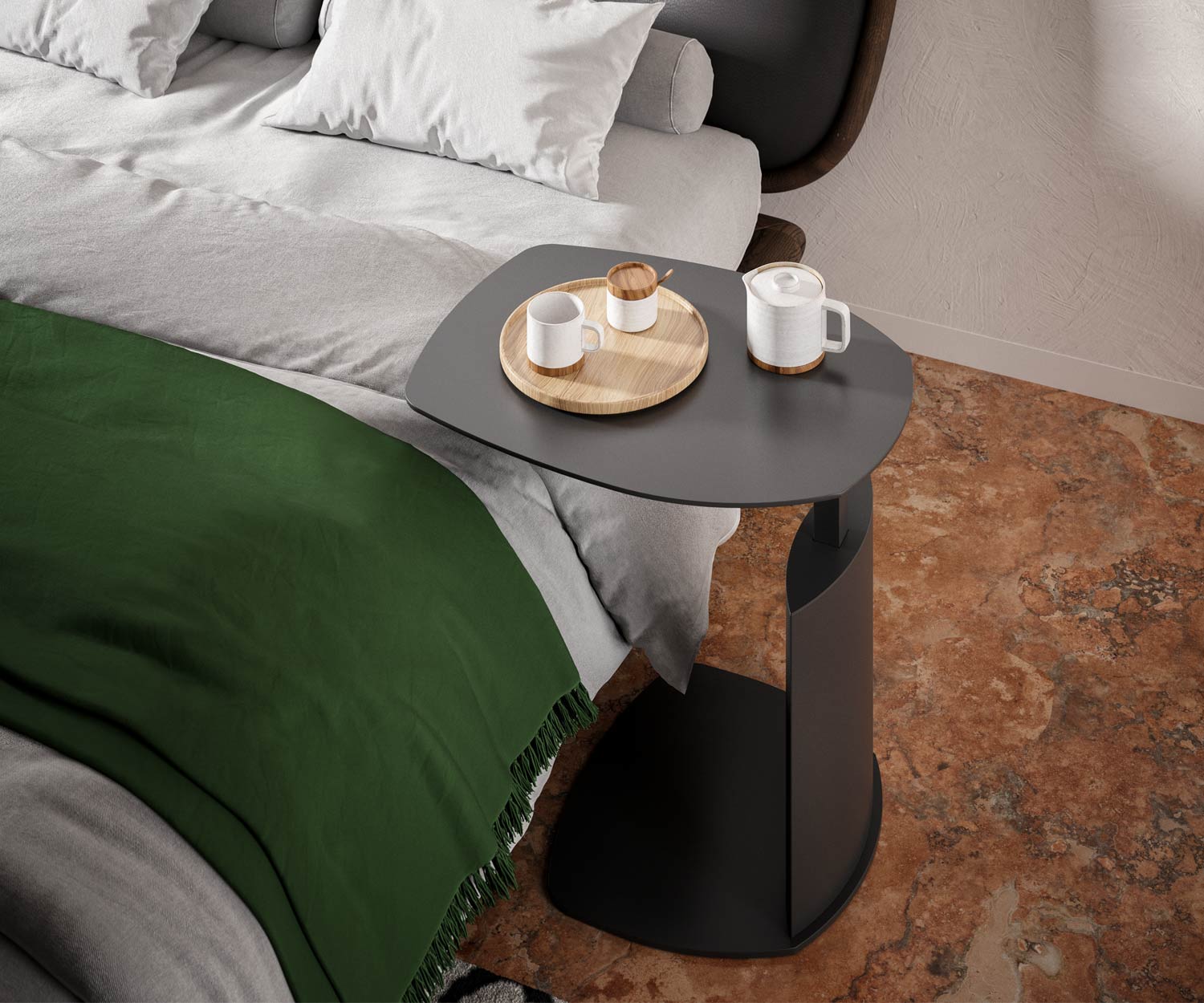 Design Nachttisch Beistelltisch aus Metall hoehenverstellbar