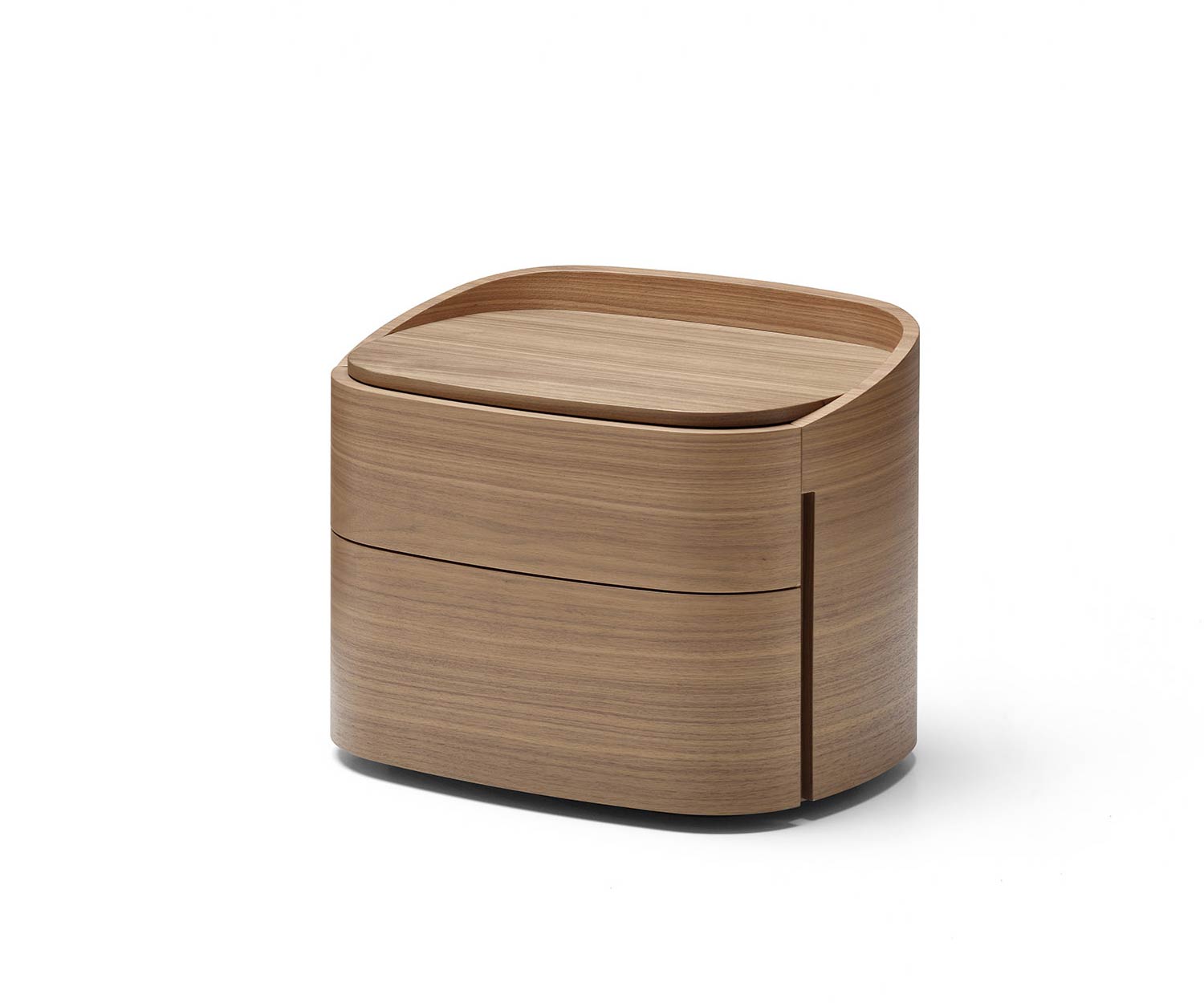 Table de nuit design Round en placage noyer