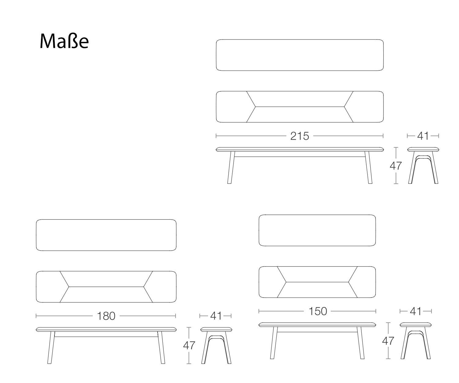 Conde House Banc Ten Design Dimensions Croquis Tailles Indication des tailles