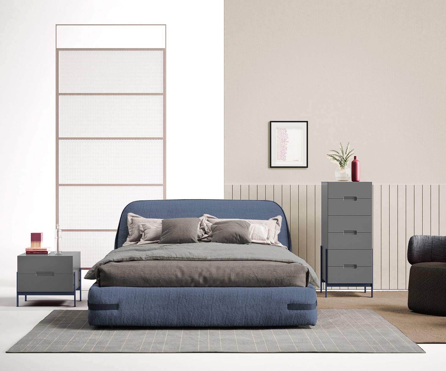 Moderna Novamobili Cassettiera alta Float con sei cassetti in camera da letto