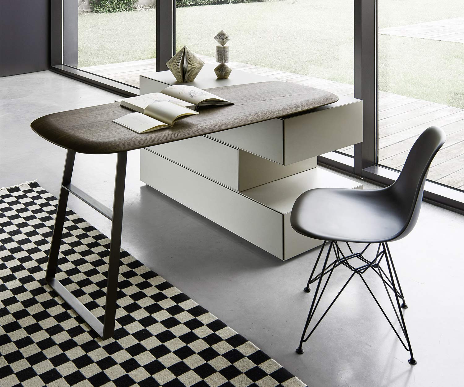 Exklusive Livitalia Ecletto Design Kommode mit Schminktisch in Hellgrau Matt