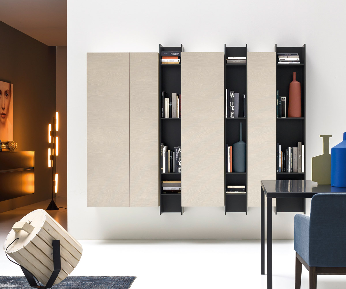 Novamobili Libreria a parete Butterfly verticale nera