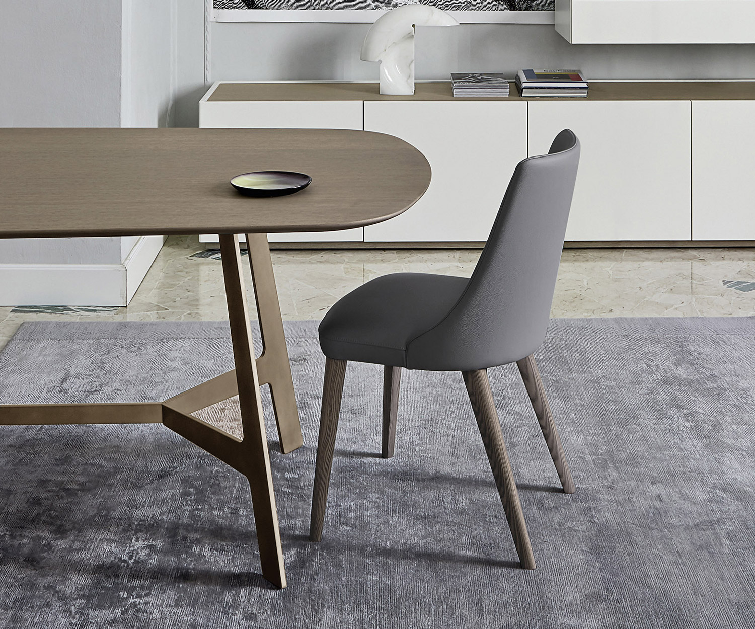 Exklusiver Livitalia Design Esstischstuhl Eva mit Kunstleder Bezug in Beige