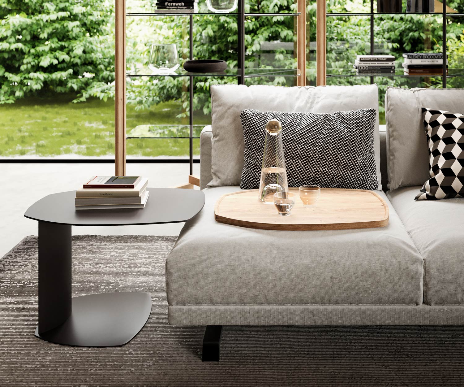OzzioZoom T058 Table d'appoint avec plateau en bois amovible réglable en hauteur