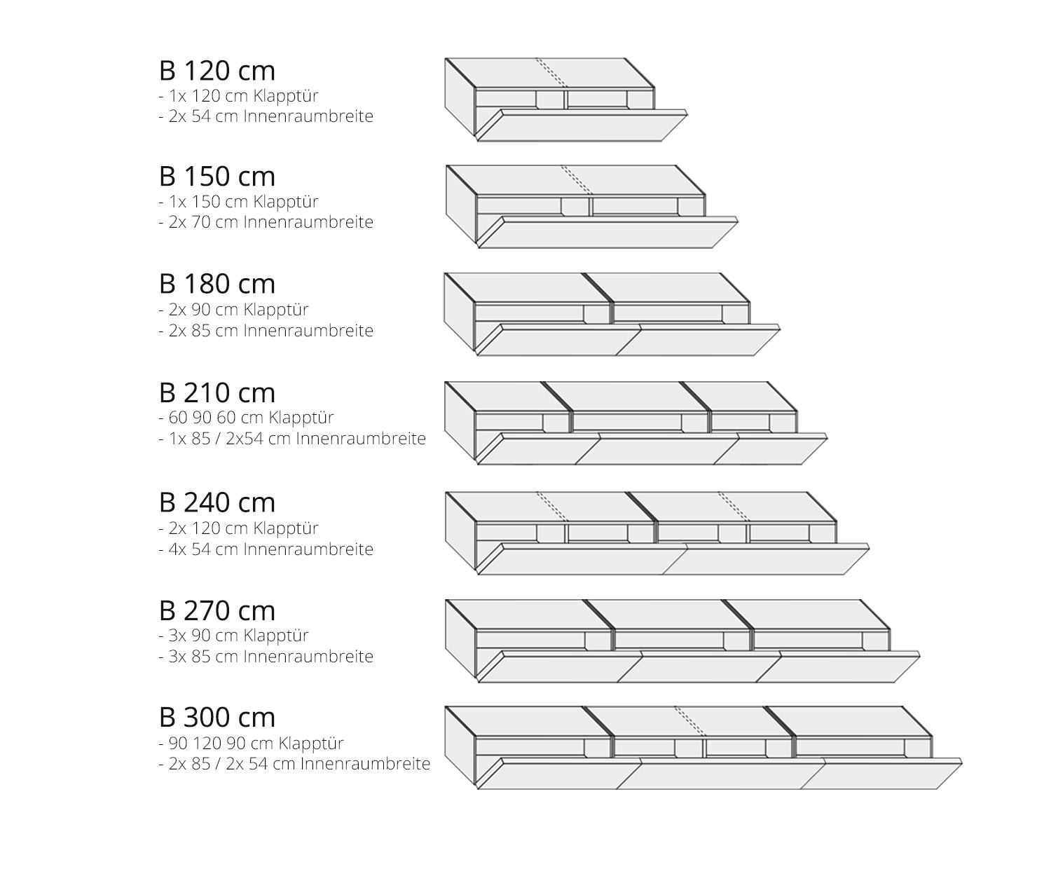 Design Design lowboard Breedtes 120 150 180 210 240 270 300 cm
