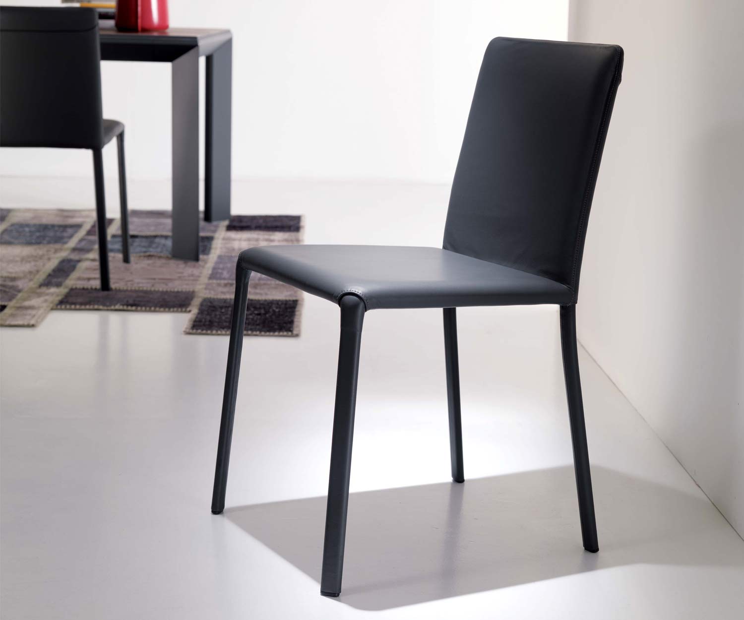 Ozzio Designstoel Lunette leer donkergrijs