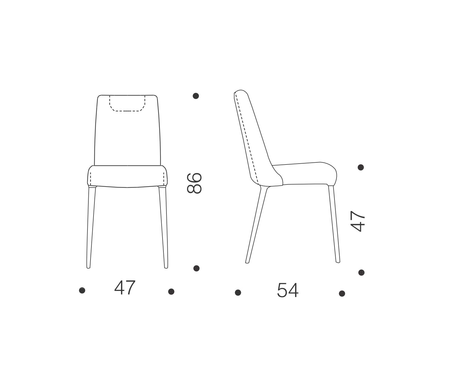 Ozzio Design gestoffeerde stoel Sofia Afmetingen