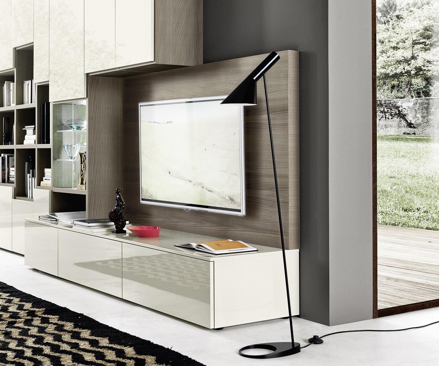 Exklusive Livitalia Design Wohnwand mit Bücherregal C64