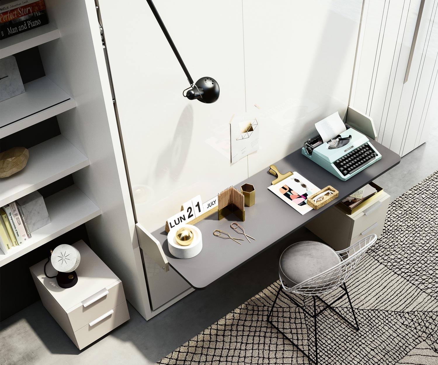 Clei Penelope 2 designer foldaway bed with desk