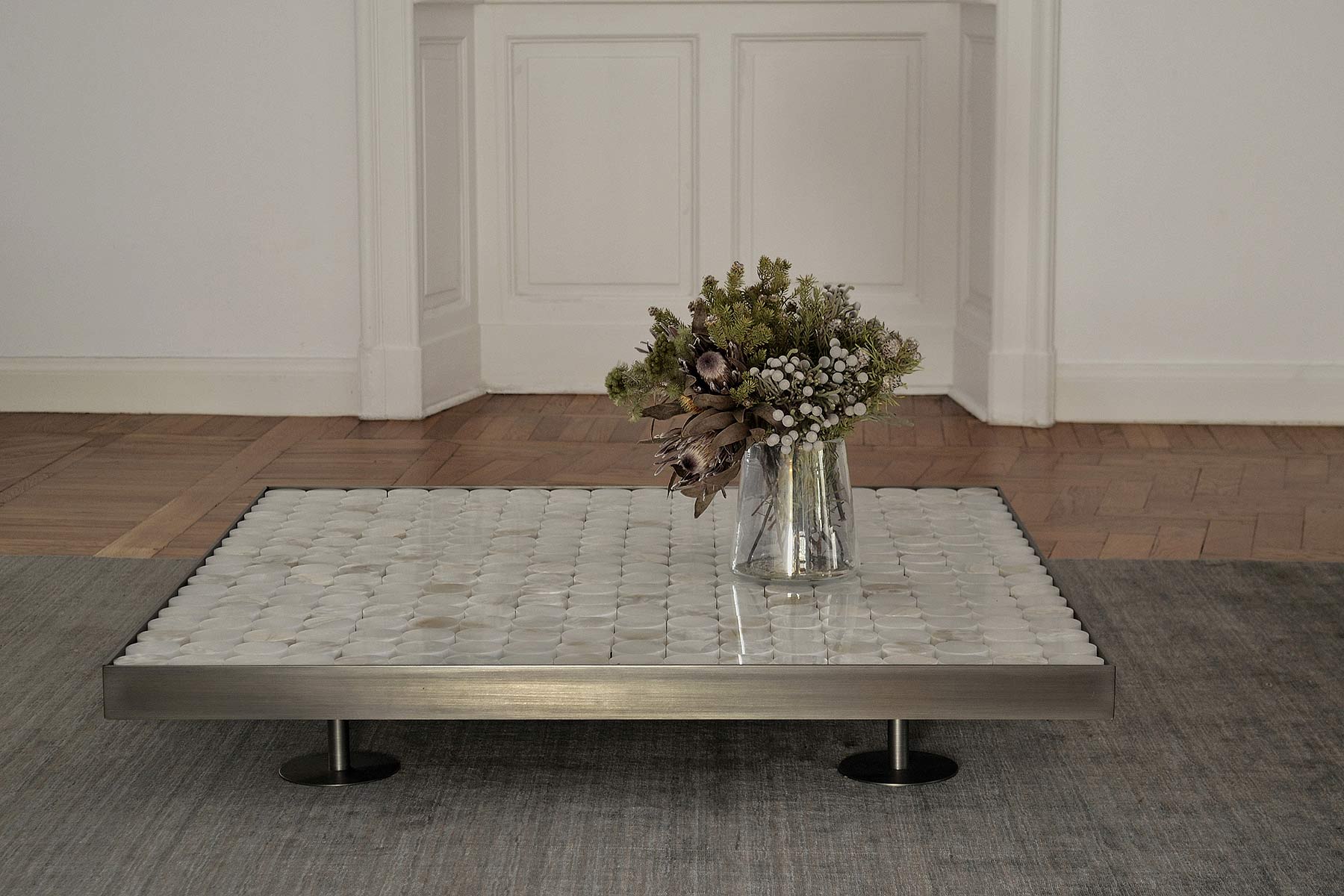 Luxus Edelstahl Onyx Couchtisch Sofia