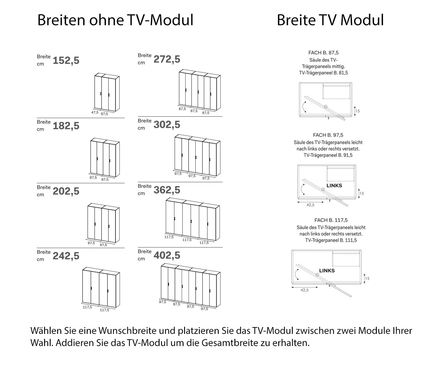 Gola TV Fach Module Breite von Novamobili Design Kleiderschrank 