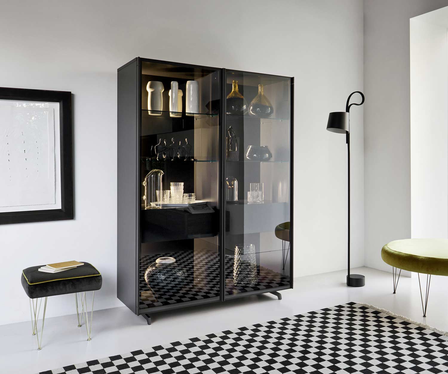 Exklusive Livitalia Design Glasvitrine Scrigno mit schmalem Rahmen