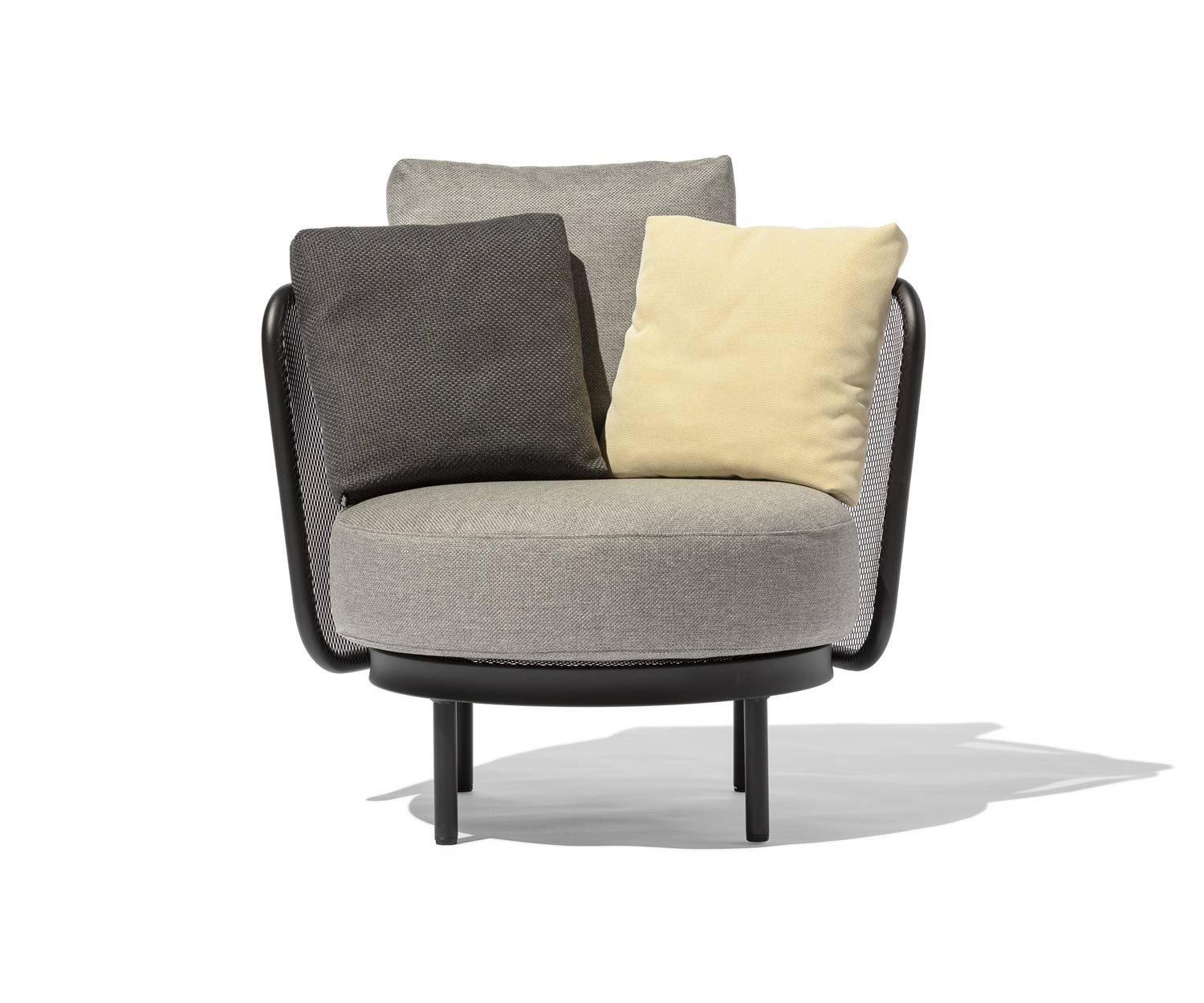 Résistant aux intempéries Todus Baza Round Fauteuil de détente design avec set de coussins