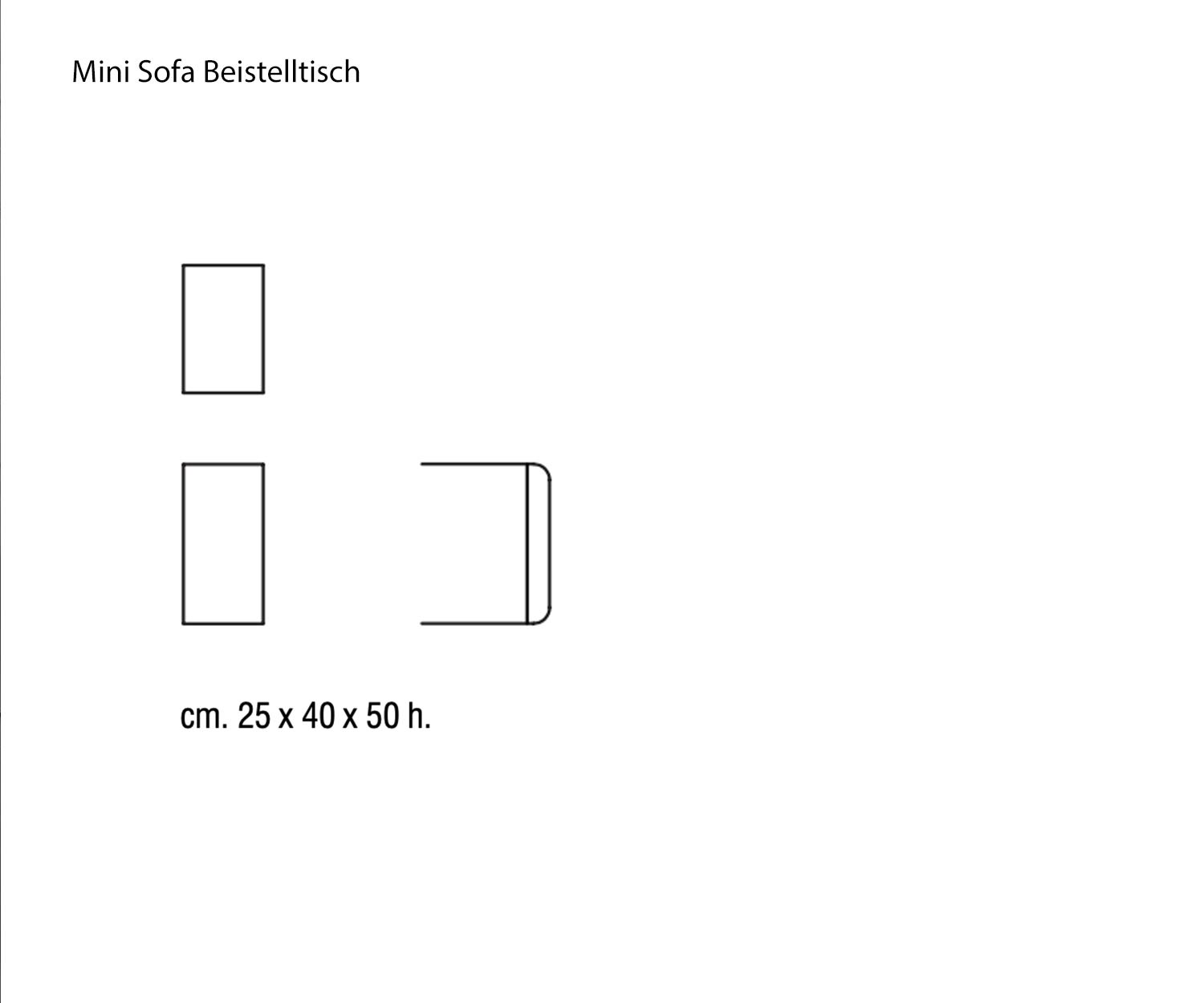 Marelli Mini sofa bijzettafel schets afmetingen maten maten