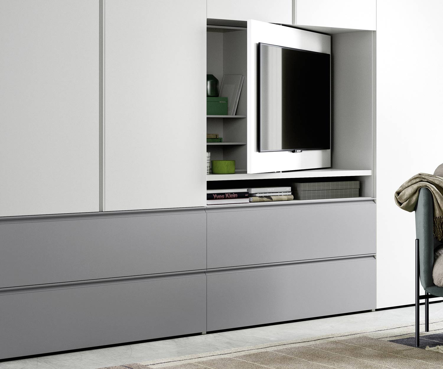 Moderner Design Kleiderschrank Gola TV Fach Element von Novamobili 