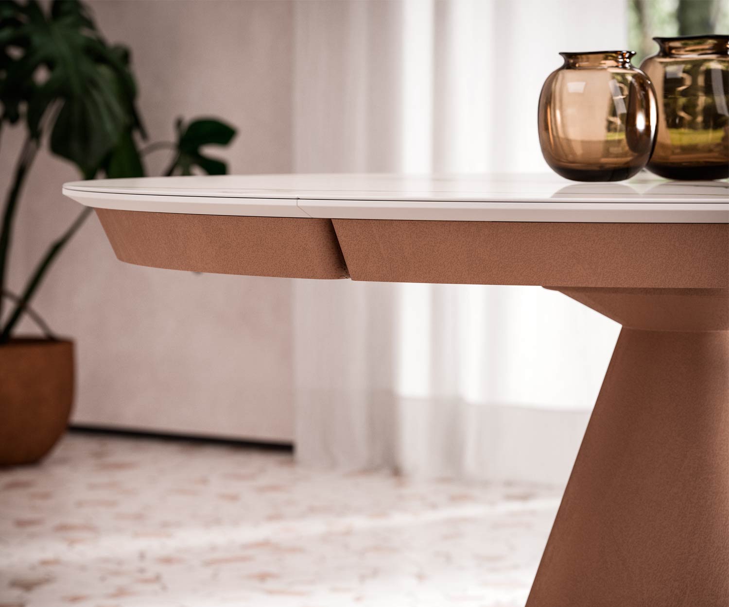 Runder Design Esstisch Kerkamik Tischplatte