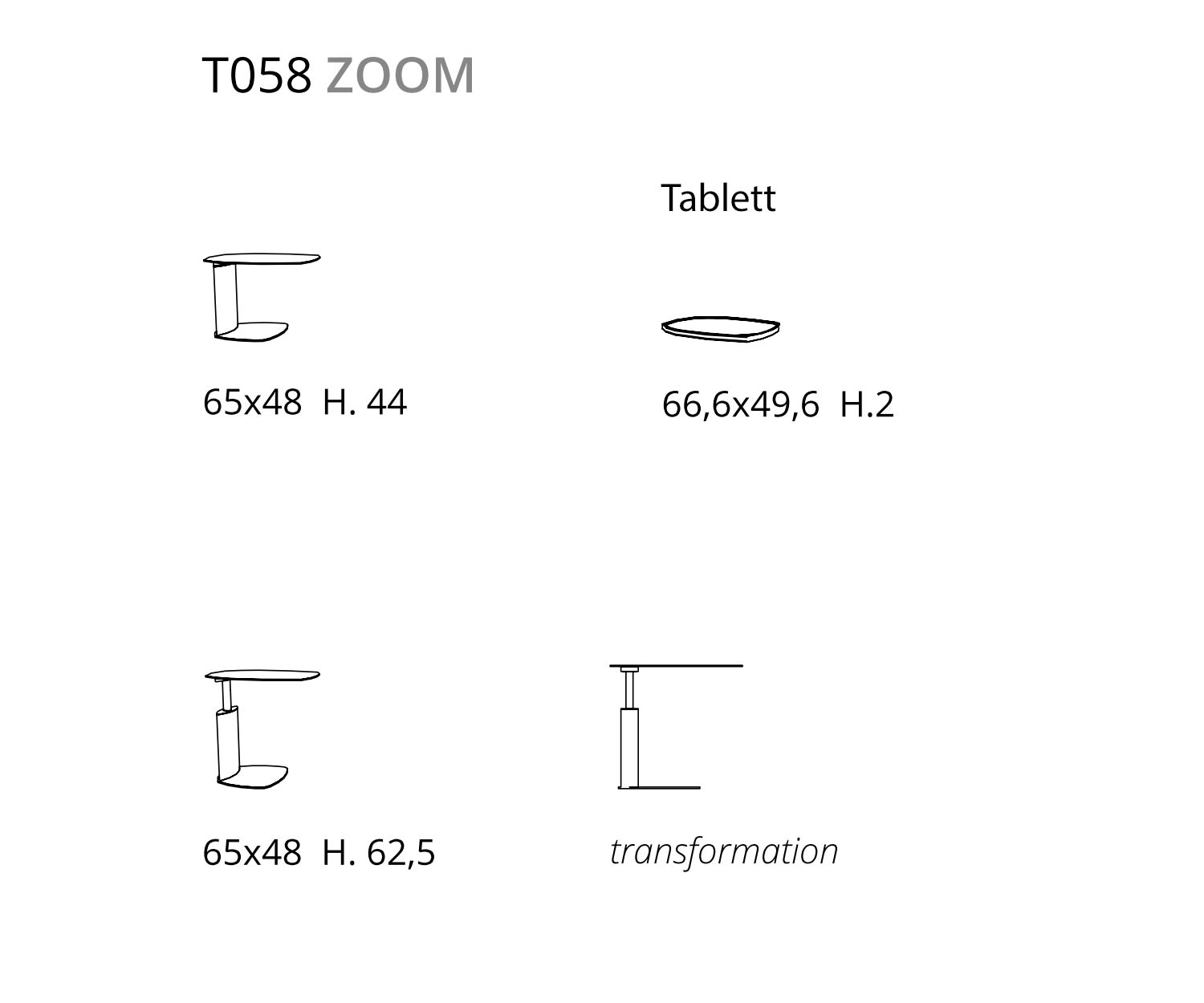 Table d'appoint réglable en hauteur détail