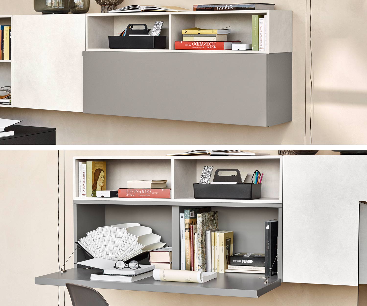 Exklusiver Livitalia Cartesio Design Hängeschrank mit Schreibtisch 