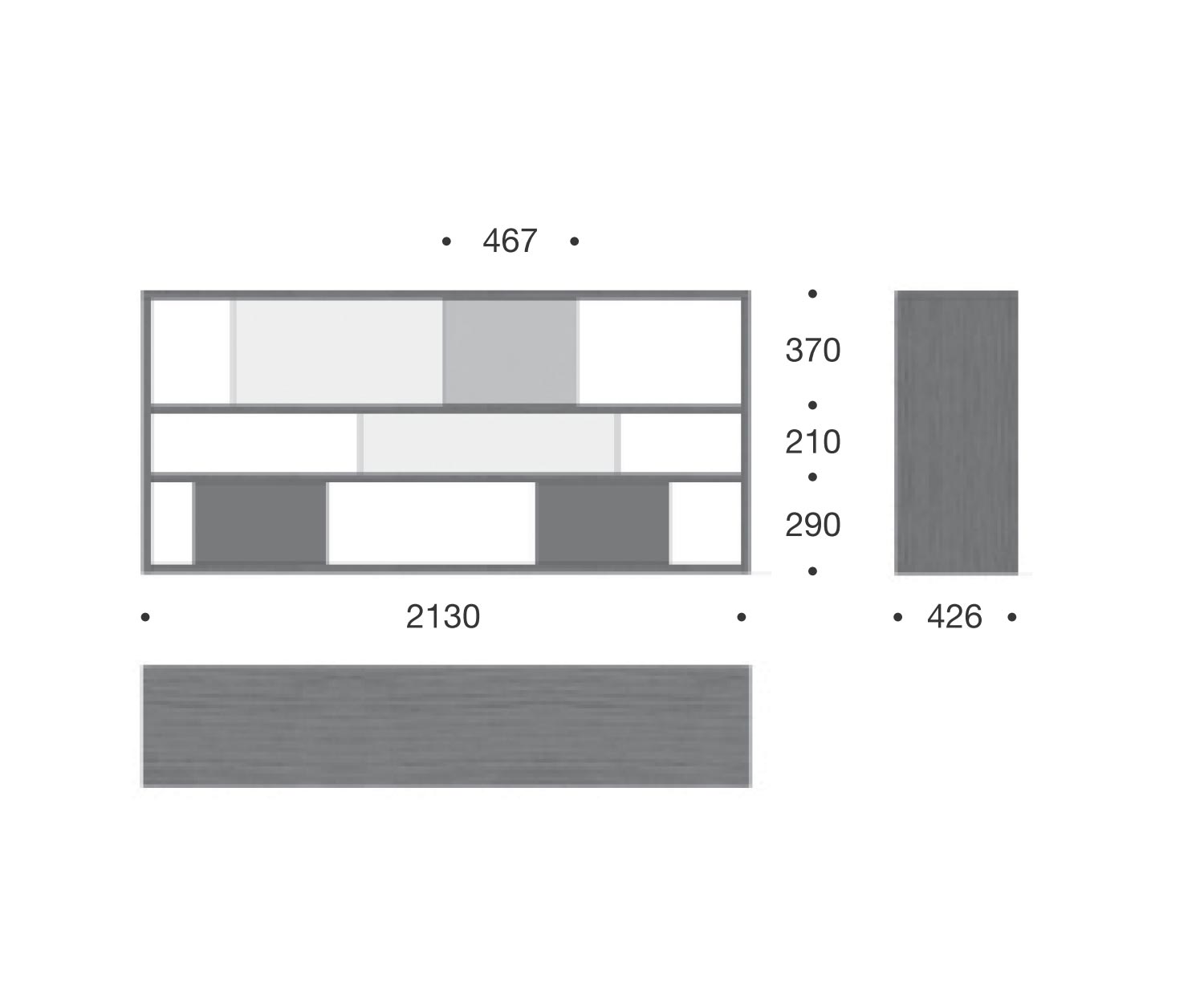 Hochwertiges Livitalia Designer Standregal C80 mit geschlossener Rückwand