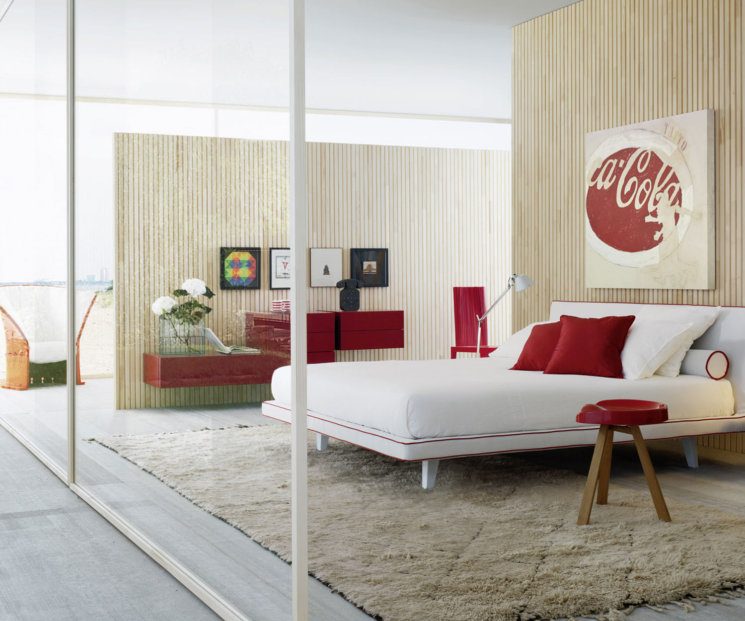 Exklusive Livitalia Valeo Design Wandkommode in Rot