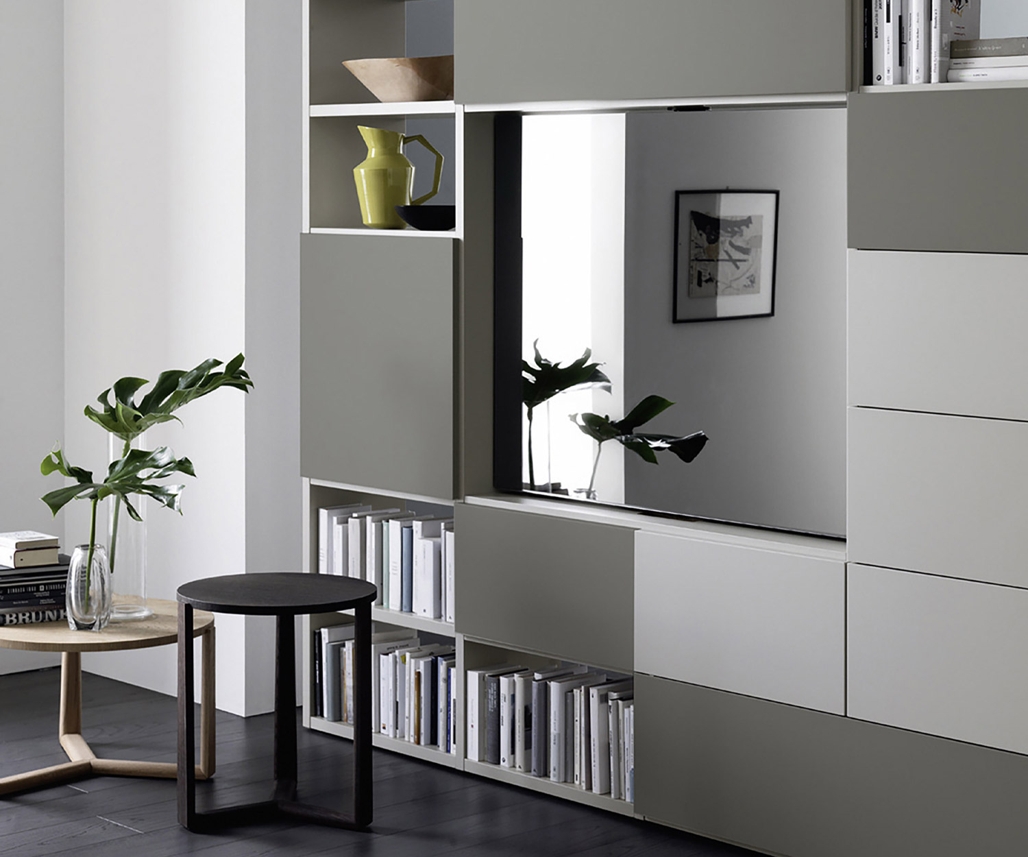 Exklusives Livitalia Bücherregal Regal mit drehbarem TV Paneel C90