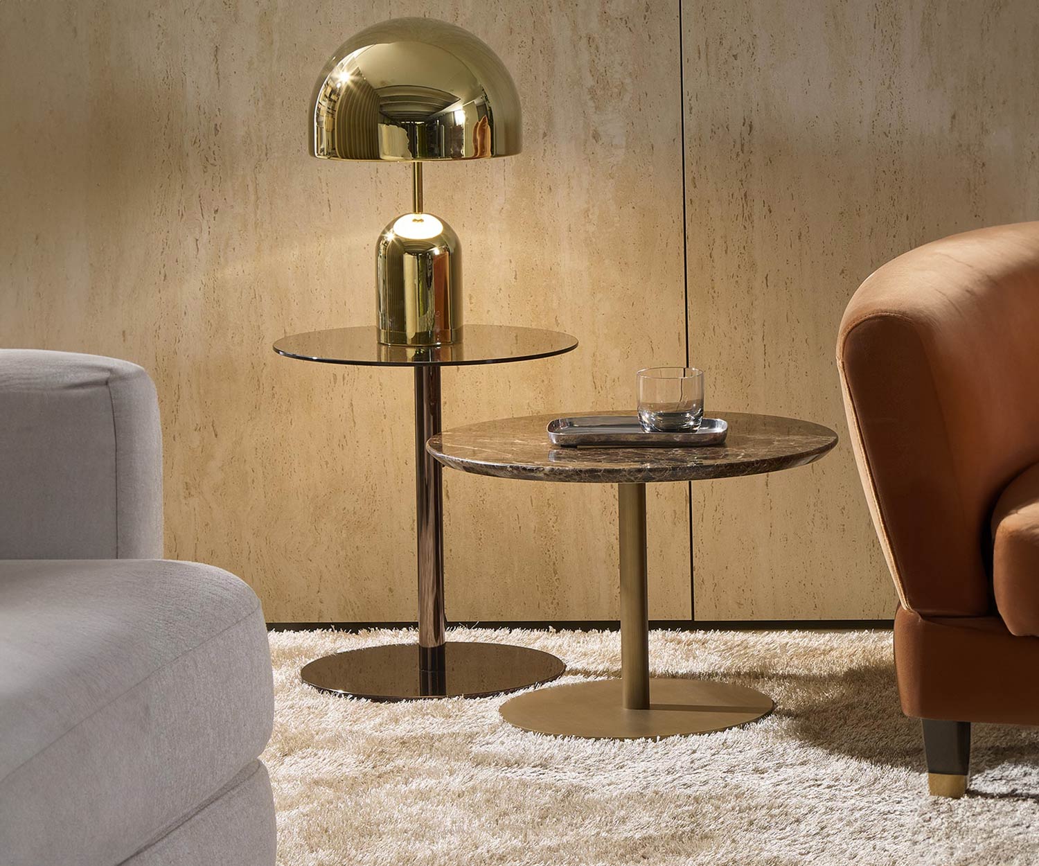 Exklusiver Marelli Design Beistelltisch Break Glas Tischplatte Bronze transparent