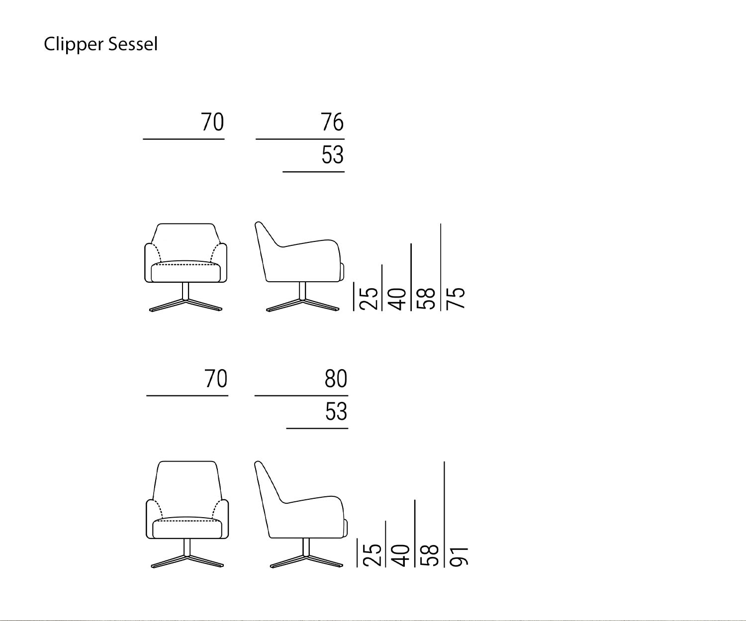 Croquis Tailles Données Dimensions Clipper Fauteuil Marelli