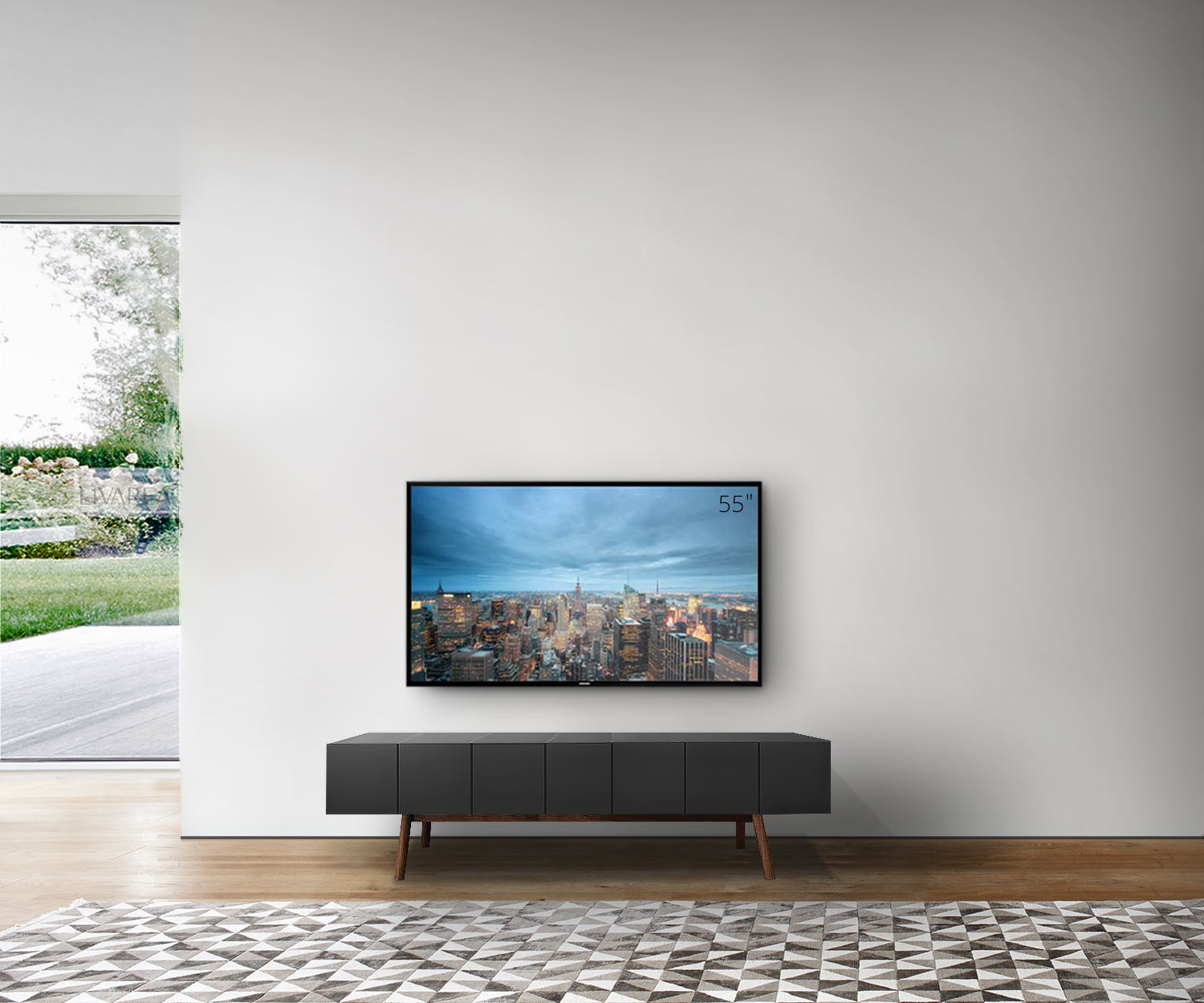 gris foncé al2 Sideboard MOS I KO 005 B pieds en noyer
