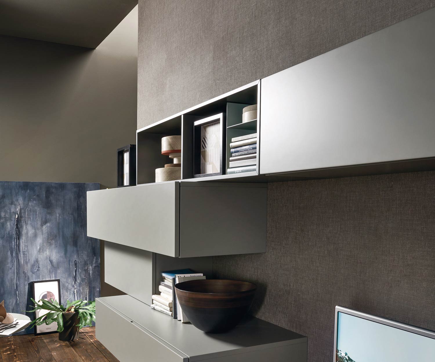 High-quality floating Livitalia Design wall unit C02 with open element