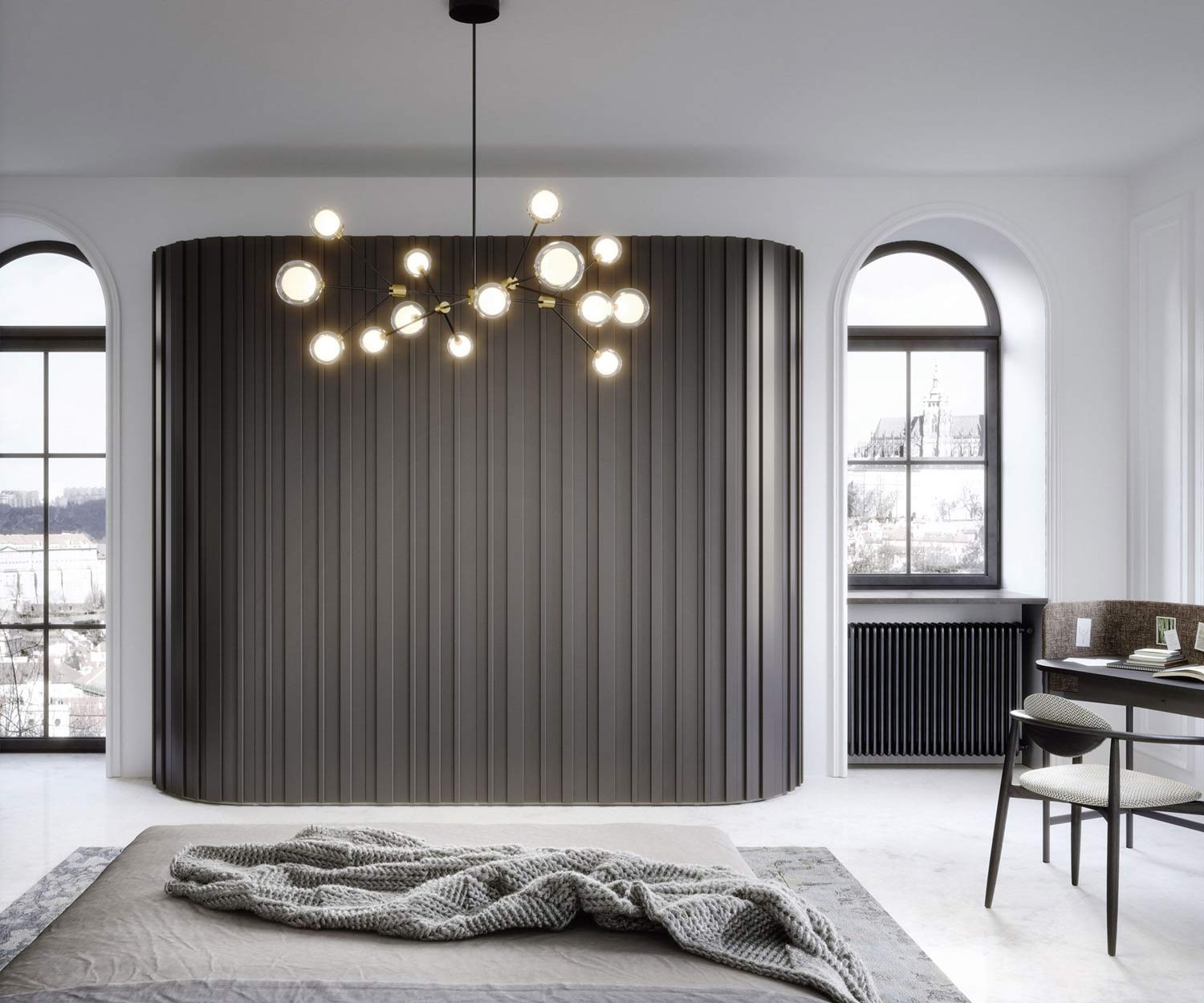 Novamobili Alfa Curvo design kleerkast rond zonder hoeken hout donker rustiek