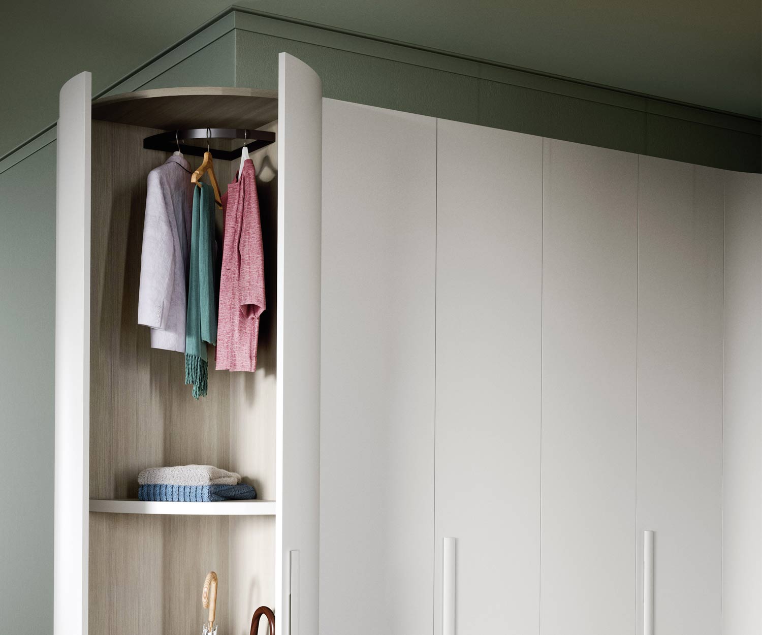Exklusiver Novamobili Runder Designer Kleiderschrank Alfa Curvo