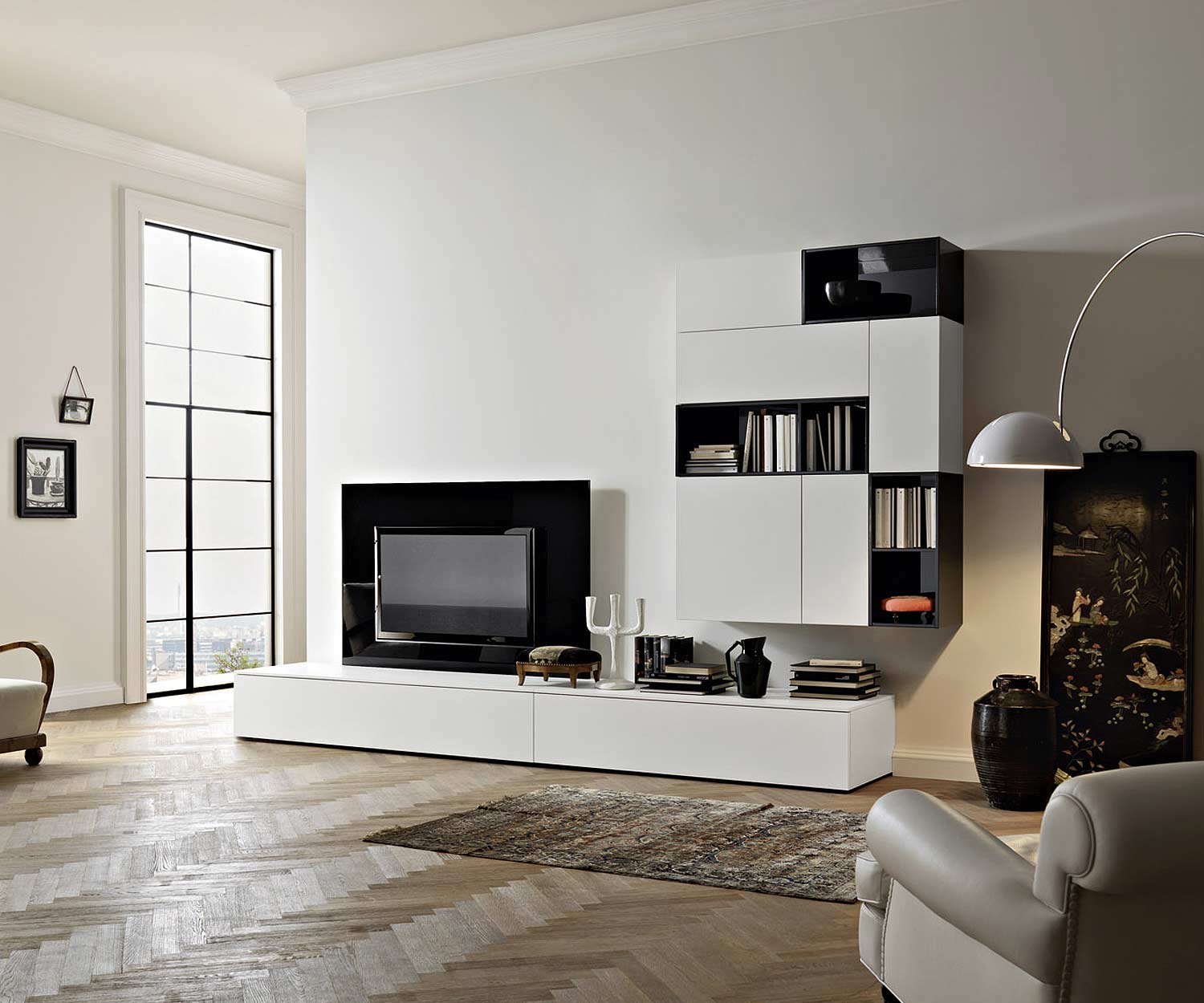 TV Design Wandpaneel Schwarz Hochglanz