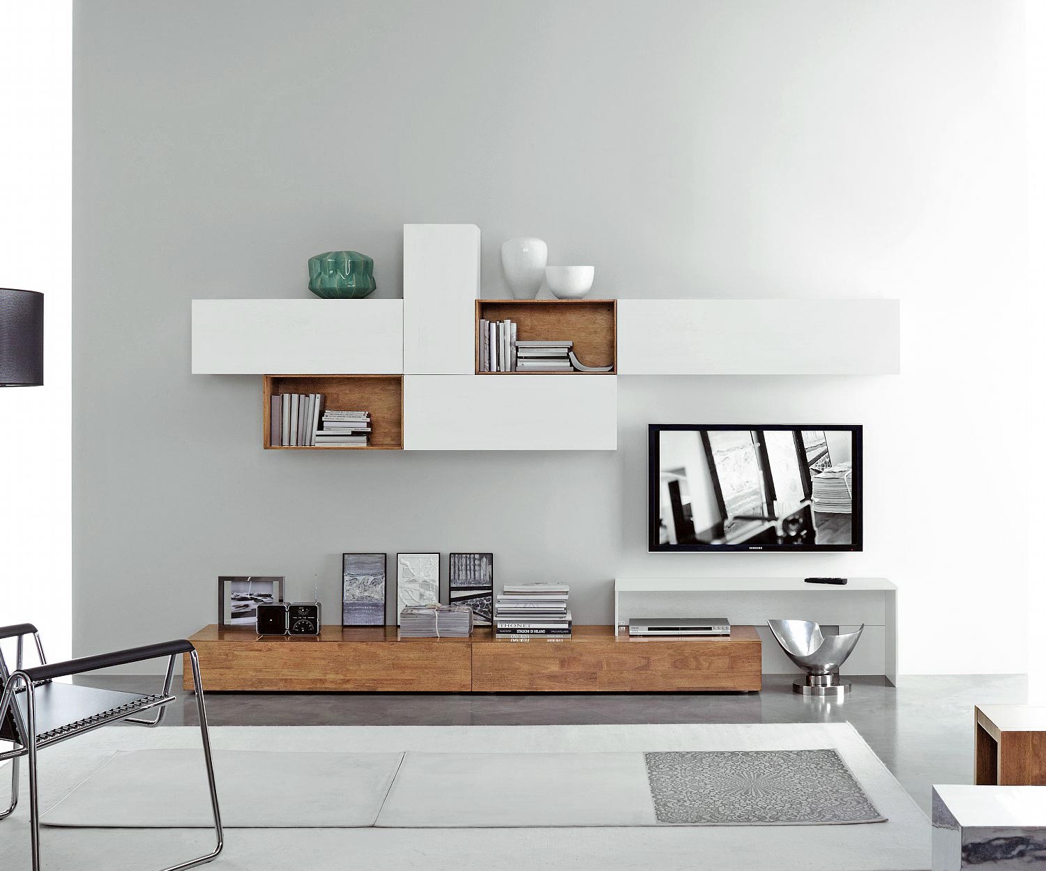 Hochwertige Design Wohnzimmer Hängeschränke Hochglanz in Weiß