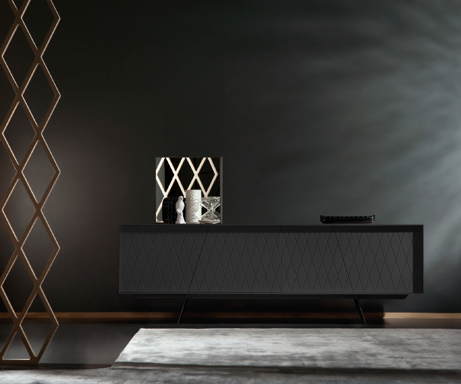 al2 e klipse 003 Design Sideboard in Weiß Matt mit Rautenmuster