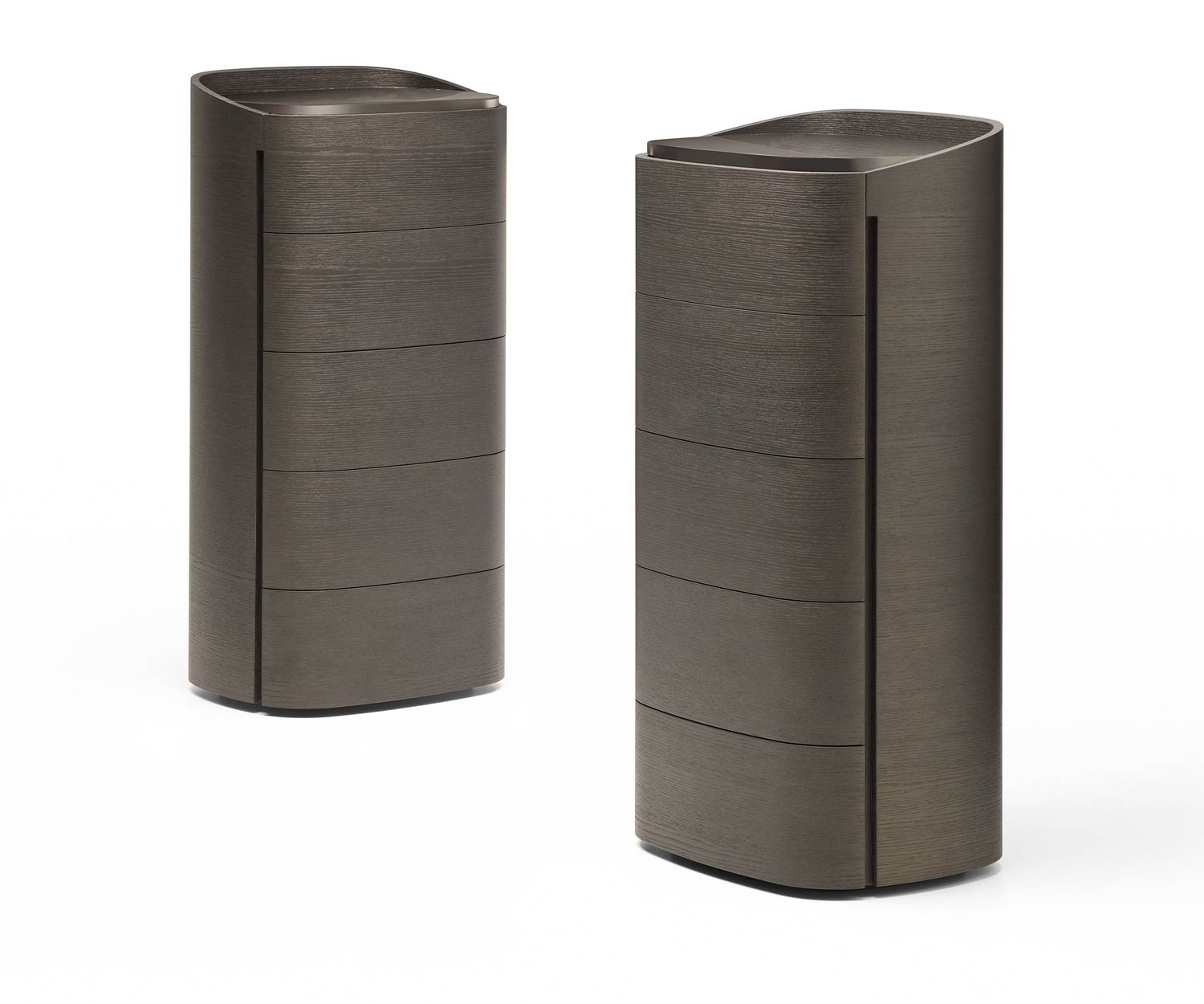 Livitalia Round Design hoge ladekast in grijs eiken
