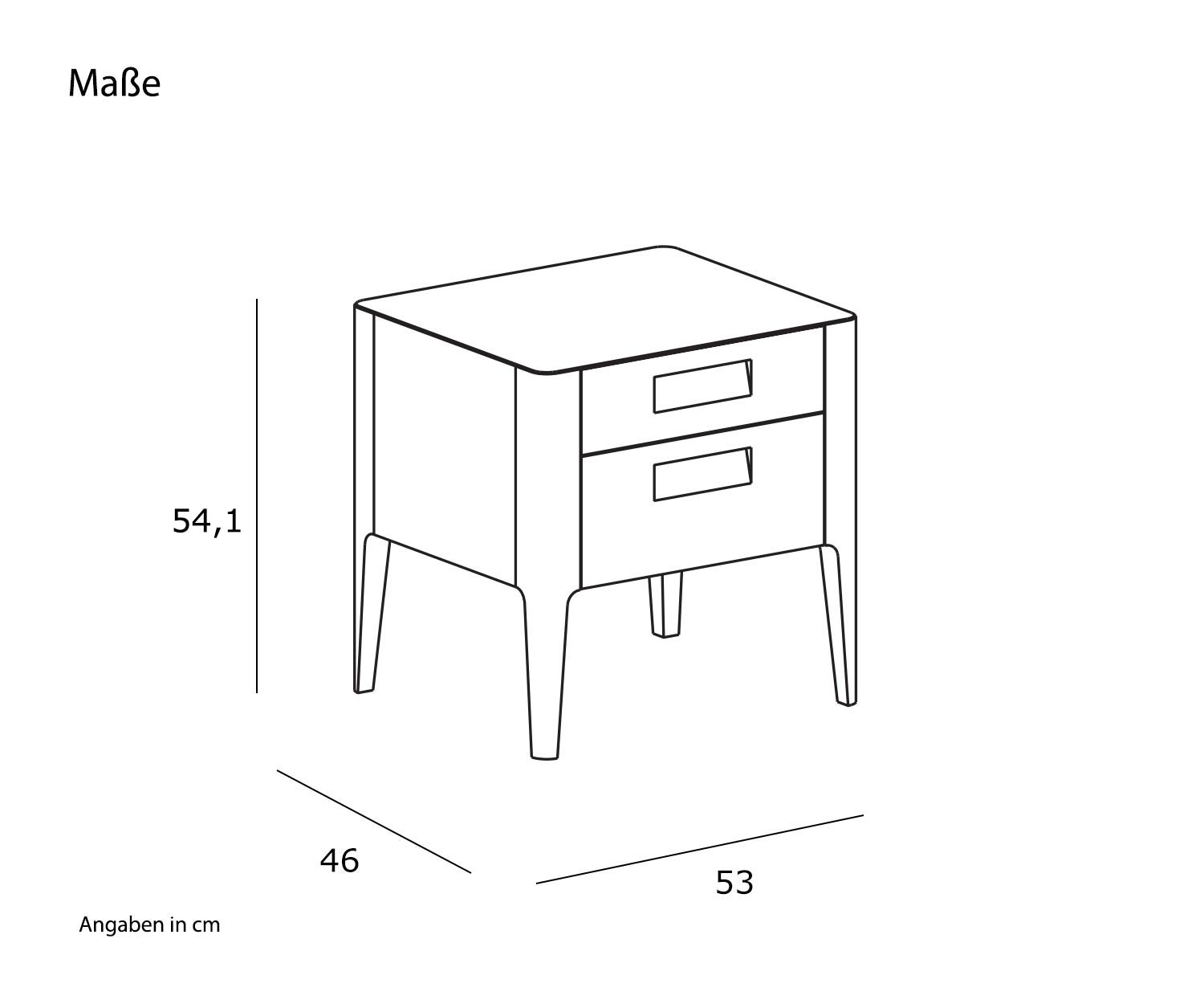 Novamobili Table de chevet Giotto Esquisse Dimensions