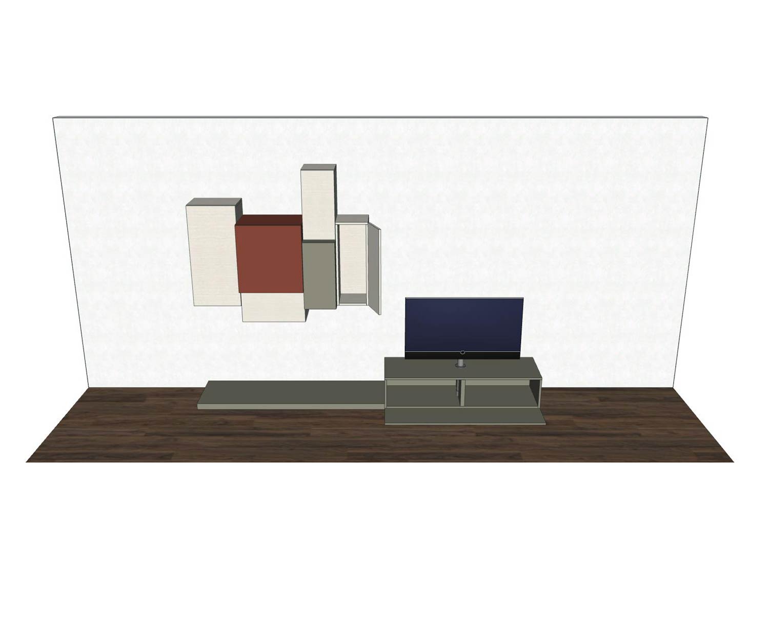 Livitalia Meuble-paroi design C49 avec éléments ouverts en couleur